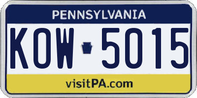 PA license plate KOW5015