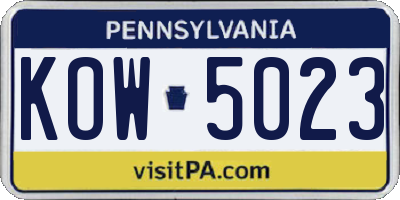 PA license plate KOW5023