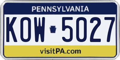 PA license plate KOW5027