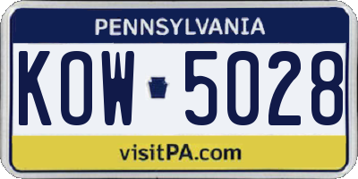PA license plate KOW5028