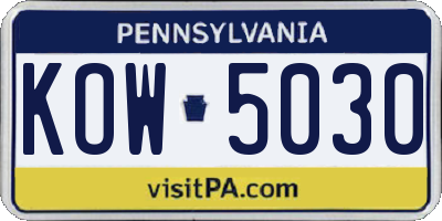 PA license plate KOW5030