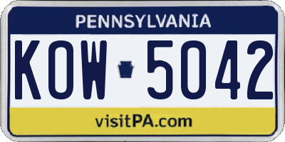 PA license plate KOW5042