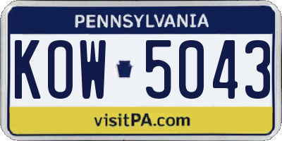 PA license plate KOW5043