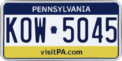 PA license plate KOW5045