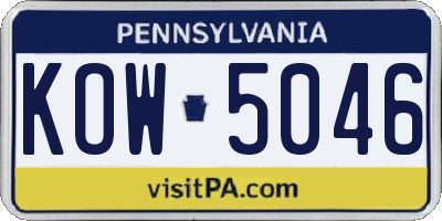 PA license plate KOW5046
