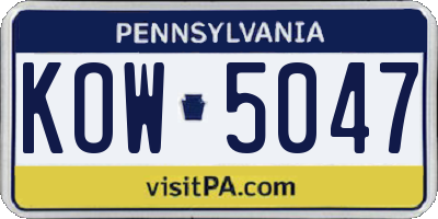 PA license plate KOW5047