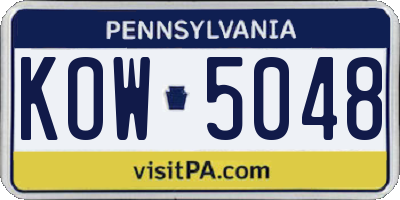 PA license plate KOW5048