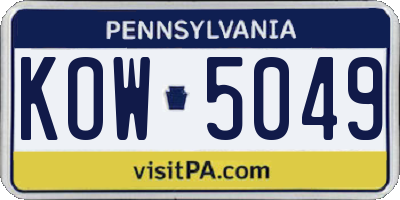 PA license plate KOW5049