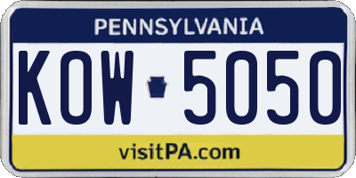 PA license plate KOW5050