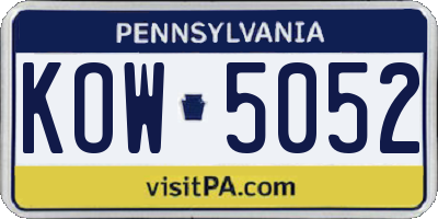 PA license plate KOW5052