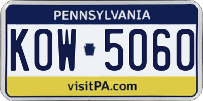 PA license plate KOW5060