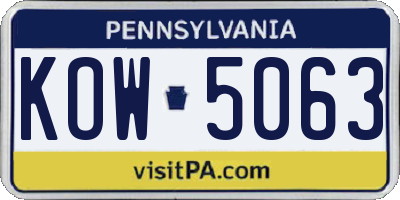 PA license plate KOW5063