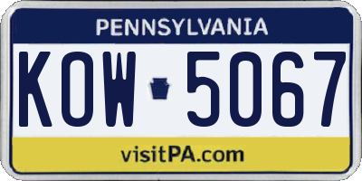 PA license plate KOW5067
