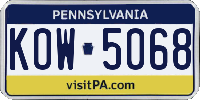 PA license plate KOW5068