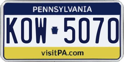 PA license plate KOW5070