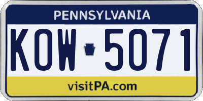 PA license plate KOW5071