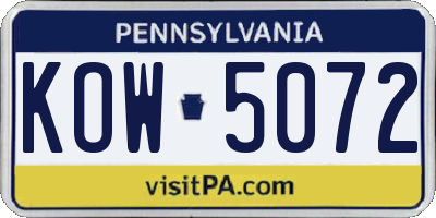 PA license plate KOW5072