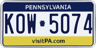 PA license plate KOW5074