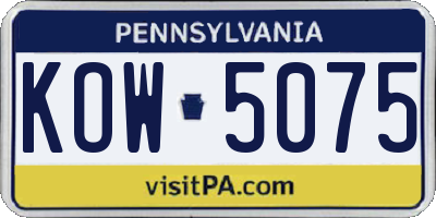 PA license plate KOW5075