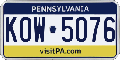PA license plate KOW5076