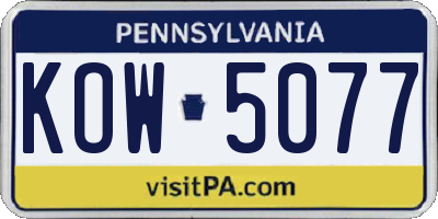 PA license plate KOW5077
