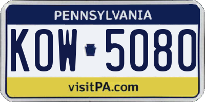 PA license plate KOW5080