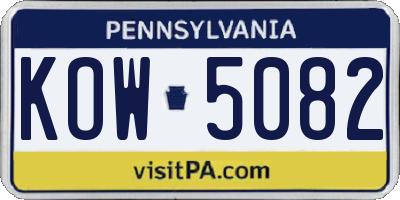 PA license plate KOW5082