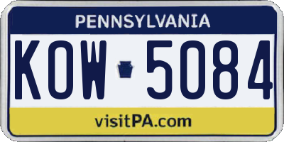 PA license plate KOW5084