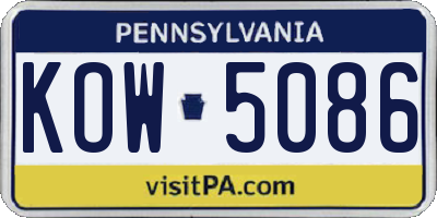 PA license plate KOW5086