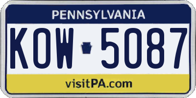 PA license plate KOW5087