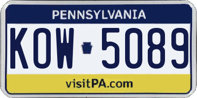 PA license plate KOW5089