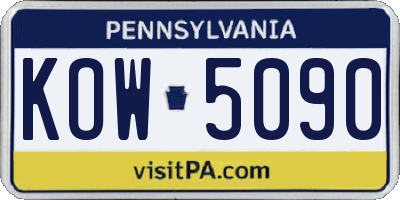 PA license plate KOW5090
