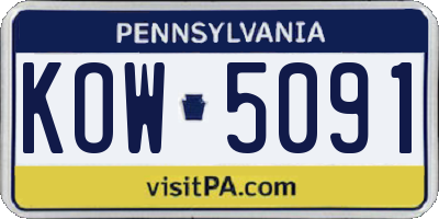 PA license plate KOW5091