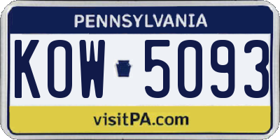 PA license plate KOW5093