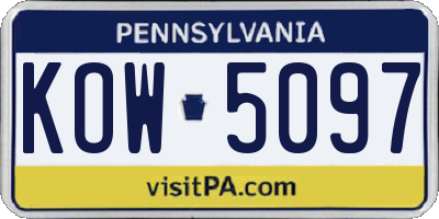 PA license plate KOW5097