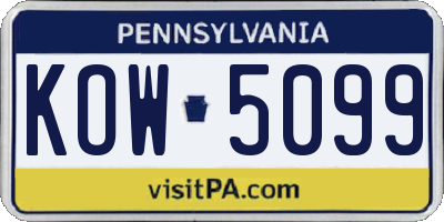 PA license plate KOW5099