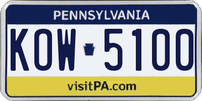 PA license plate KOW5100