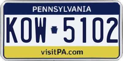 PA license plate KOW5102