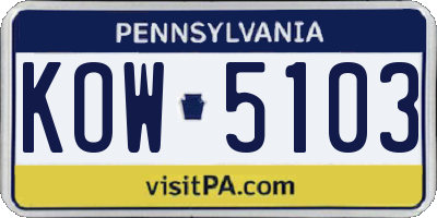 PA license plate KOW5103