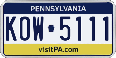 PA license plate KOW5111