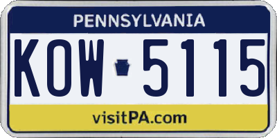 PA license plate KOW5115