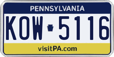 PA license plate KOW5116