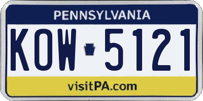 PA license plate KOW5121