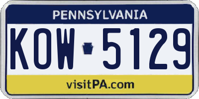 PA license plate KOW5129