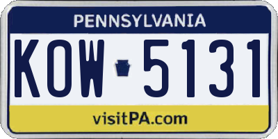 PA license plate KOW5131
