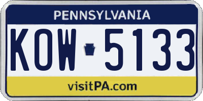 PA license plate KOW5133