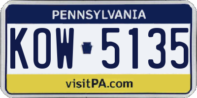 PA license plate KOW5135