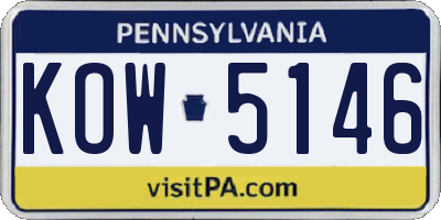 PA license plate KOW5146