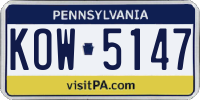 PA license plate KOW5147
