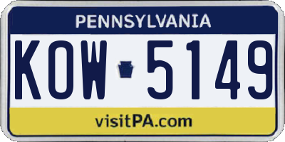 PA license plate KOW5149